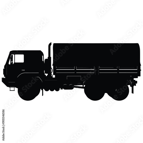 Silhouette of a fuel tanker truck, heavy transport vehicle for liquids