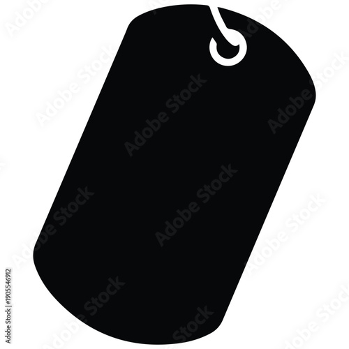 Black silhouette of a dog tag, symbol of military identification and remembrance