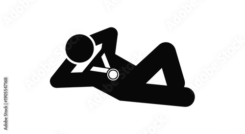 Black silhouette of a person lying down with a bicycle