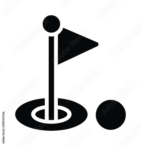 Vector Of a golf flag and ball on a hole