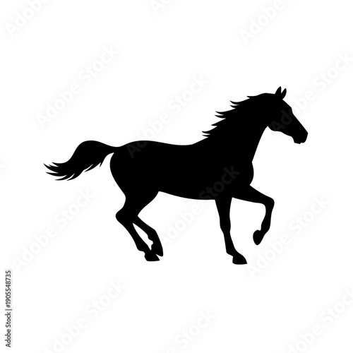 Running Horse Silhouette: Galloping Stallion Vector Illustration