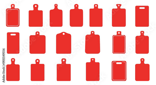 A Collection of Various Red Cutting Boards Isolated on a White Background - A Culinary Essential for Kitchens
