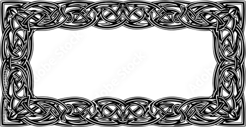 A Celtic knotwork border design with a blank rectangular center for text or images