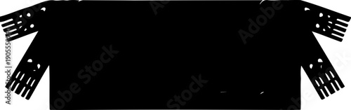 A minimalist black silhouette of a shirt with holes and fringes on a white background