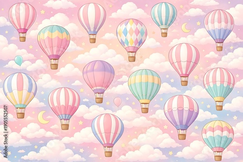 Whimsical Hot Air Balloon Sky