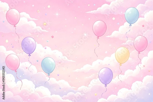 Whimsical Pastel Balloon Clouds