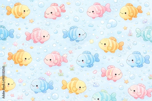 Playful Colorful Round Fish Pattern