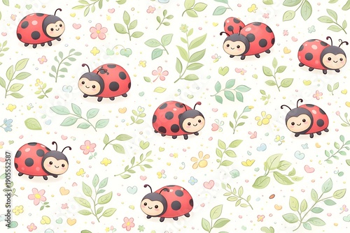 Cute Ladybug Garden Pattern