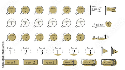 Hand drawn point icon set 