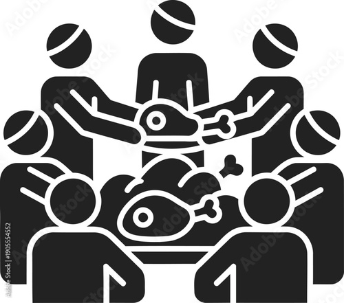 Family feast tradition sharing food roasted turkey on table gathering for holiday dinner celebration people together enjoying meal during festive occasion togetherness mealtime event sharing good time