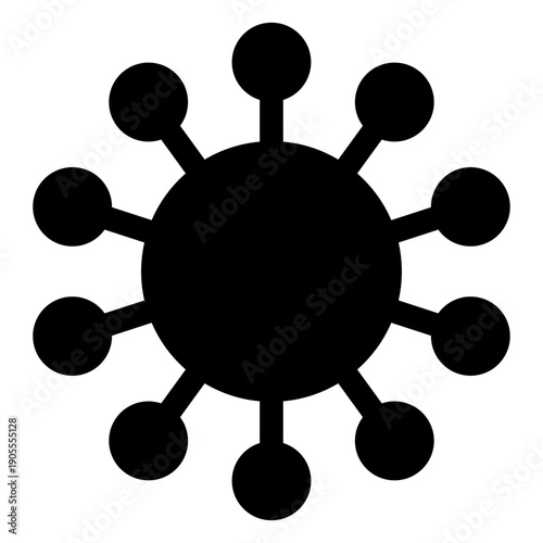 Solid Black Simple Virus Icon for Healthcare