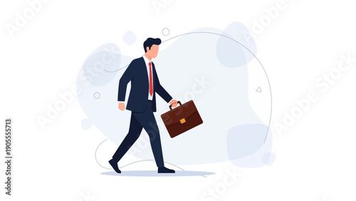 Businessman walking with briefcase, professional career, success concept