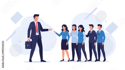 Business Leader Addressing Team, Leadership, Teamwork, Company Meeting, Strategy Discussion