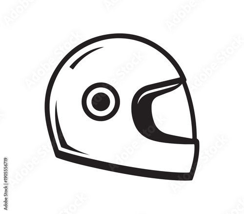 Motorcycle helmet vector icon, protective headwear outline illustration, retro biker safety gear black silhouette