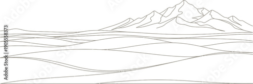 Beautiful minimalist illustration of a mountain range in a simple landscape design