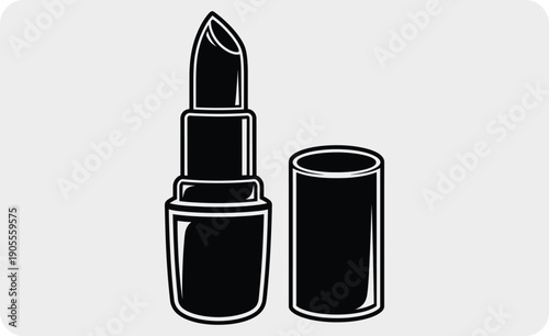 Black and white illustration of a lipstick with its cap