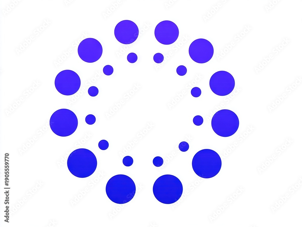 Fototapeta premium Circular radial dot pattern forming a clean geometric ring representing data cycles analytics visualization symmetry and modern digital systems