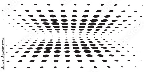 Abstract dotted vector background. Halftone effect. Circle dotted background or icon. Spiral with perspective