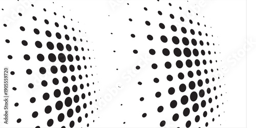 Abstract dotted vector background. Halftone effect. Circle dotted background or icon. Spiral with perspective
