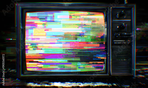 Wallpaper Mural Retro VHS background. Glitch art scan line background. TV scan line monitor for old technology concept. Glitch camera effect. Torontodigital.ca