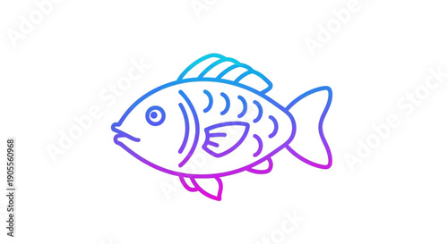 Vibrant gradient fish icon representing aquatic life and marine themes on white