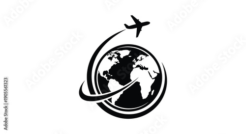 Global travel concept with airplane and earth a striking silhouette