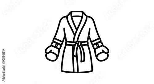 Black and white outline of a kimono style robe simple silhouette