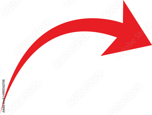 Red Arrow Pointing Upwards with Curved Tail