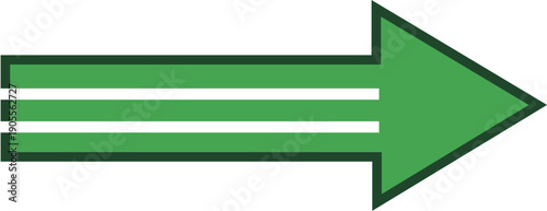 Three Green Arrows Pointing Right with White Borders and Black Outlines