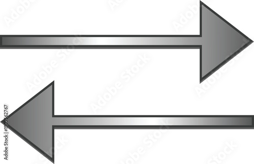 Two large gray arrows pointing in opposite directions on a white background