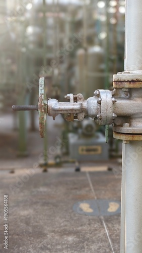 Old valves used to control water flow in manufacturing processes.