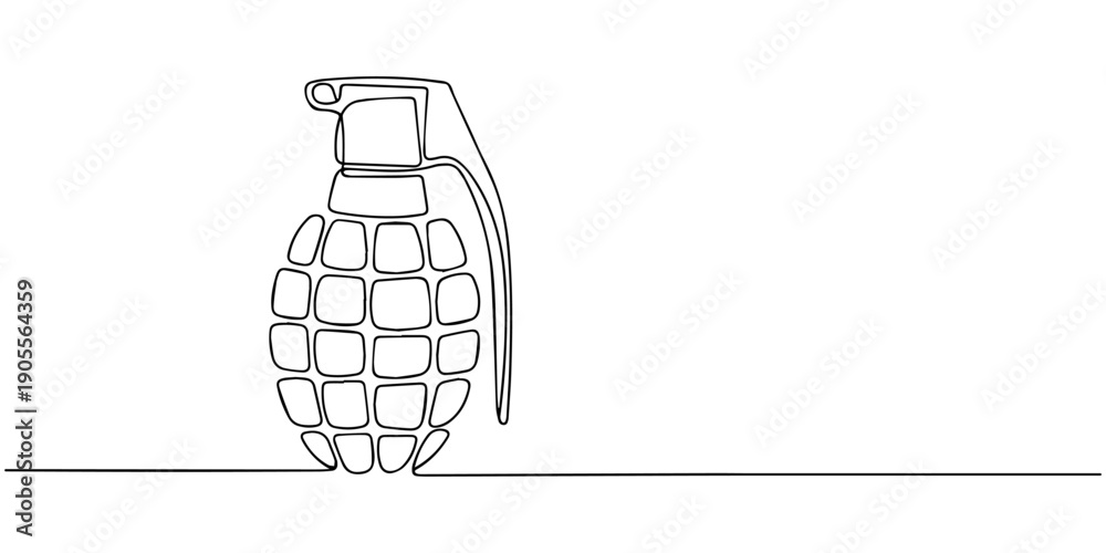 Ταπετσαρία grenade continuous one line drawing, Continuous single line drawing of grenades isolated on white background
