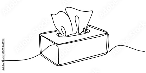 Tissue box in one continuous line simple linear style. Editable stroke, Tissue box continuous one line drawing, Tissue box icon. Continuous one line art tissue box vector illustration, Minimalist