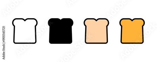 Sliced bread toast icon vector. Fresh bakery loaf and breakfast sandwich ingredient symbol set. Vector illustration.