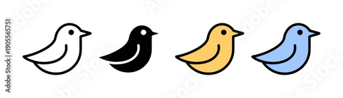 Small bird icon vector. Nature wildlife avian and social media communication symbol set. Vector illustration