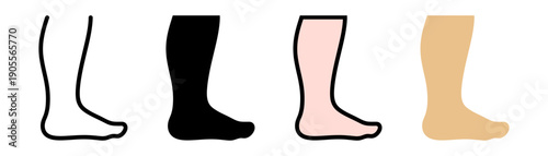 Human leg and foot icon vector. Lower limb anatomy and pedicure healthcare symbol set. Vector illustration