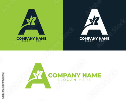 Modern letter A logo design for green business branding