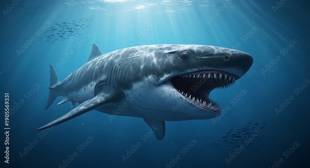 Naklejka premium Great white shark in ocean