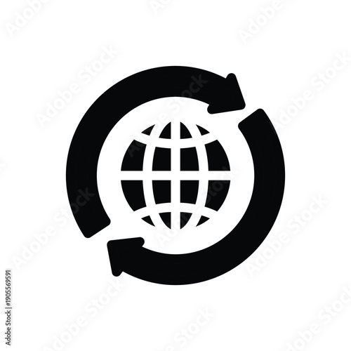 globe with circle arrows solid icon vector design good for web or mobile app