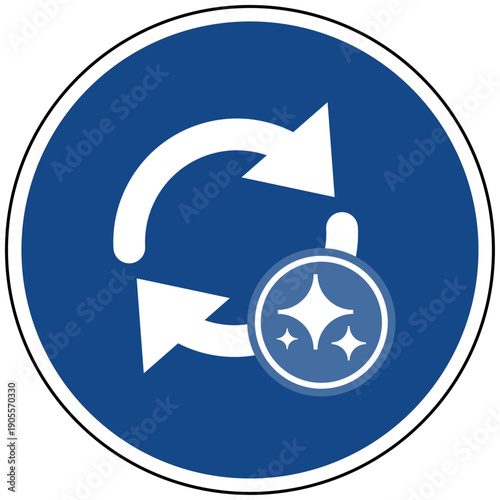 KI Prozess und Kreislauf Update Symbol blaues Schild Vektor Illustration künstliche Intelligenz für Workflow Aktualisierung und Automation Design