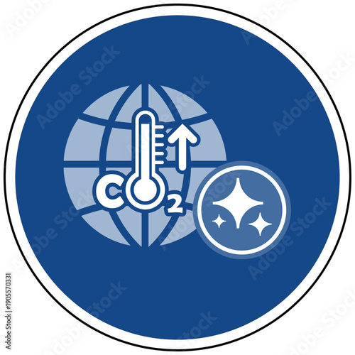 KI Klimawandel und Erderwärmung Symbol blaues Schild Vektor Illustration künstliche Intelligenz für Umwelt CO2 Überwachung und Nachhaltigkeit Design