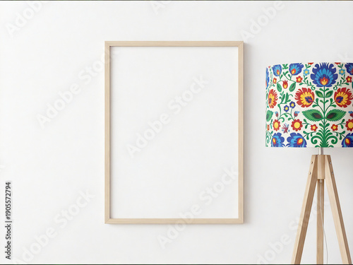 Frame mockup and wood frame in boho style