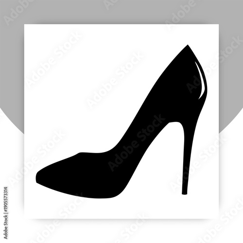 Elegant High Heel Shoe Silhouette Isolated on White Background,