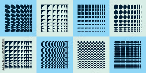 Modern Op Art Grid Designs, Abstract Geometric Pattern Collection.