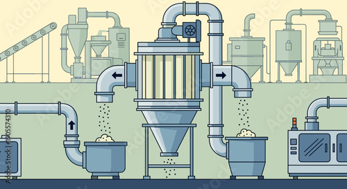 Industrial machinery with pipes and filters.