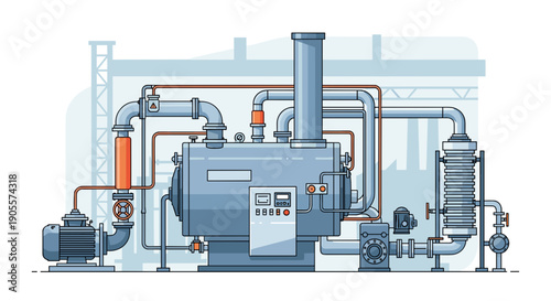 Industrial Machinery with Pipes and Controls.