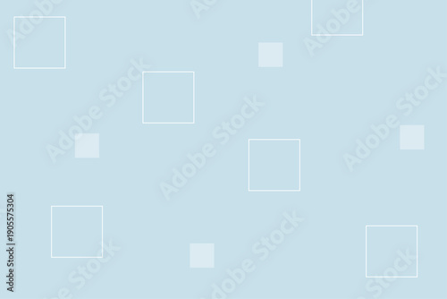 水色の四角形が浮かぶシンプル背景（コピースペース）
