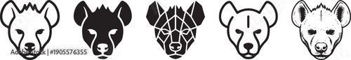 Hyena head icon collection in various styles for graphic design and digital media projects