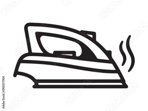 Electric steam iron icon for laundry and household chores illustration