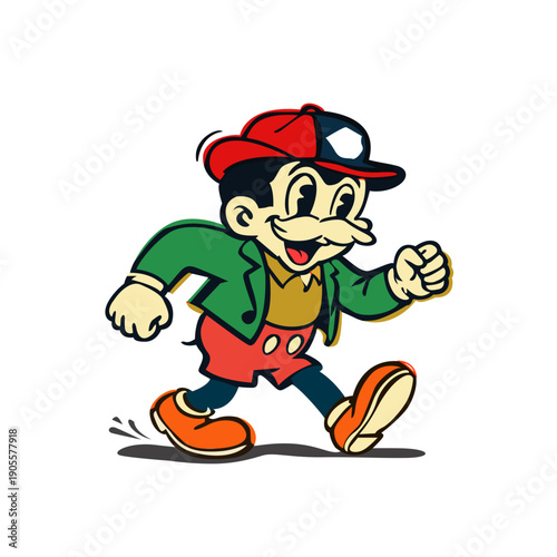 cartoon illustration of a man with skateboard